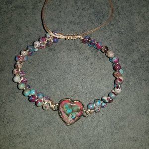 Jasper Stone Natural Heart Braided Rope Bracelet